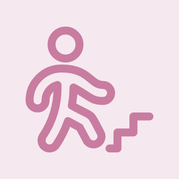 Piktogram av en person som går i trapp.