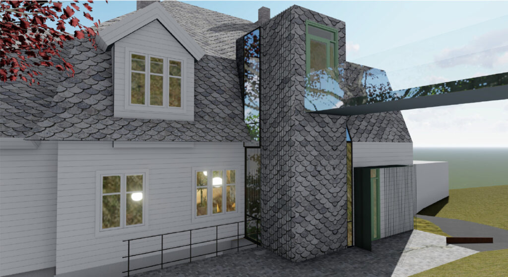 Digital illustrasjon av nytt Vardesenter i Bergen