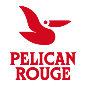 Pelican Rouge-logoen på hvit bakgrunn.