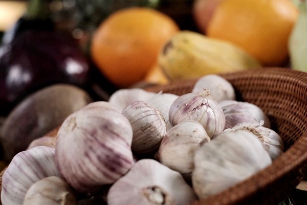 Kurv fylt med ulike grønnsaker.