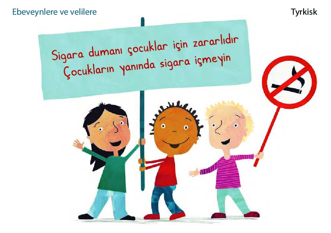 Tyrkisk folder – Tobakksrøyk er farlig for barn