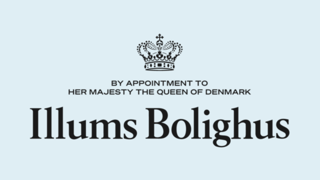Illums Bolighus logo på blå bakgrunn