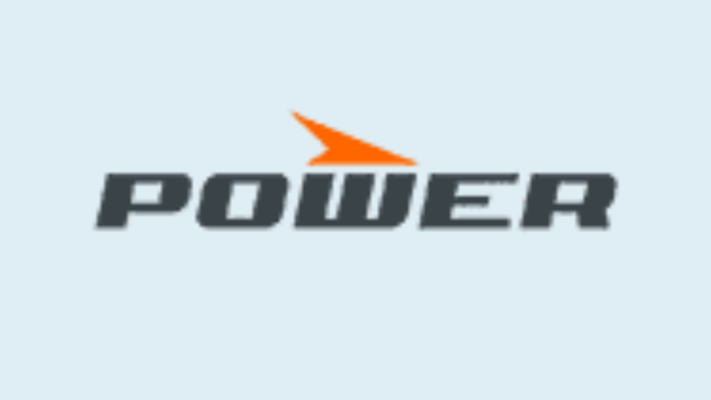 Power logo på blå bakgrunn