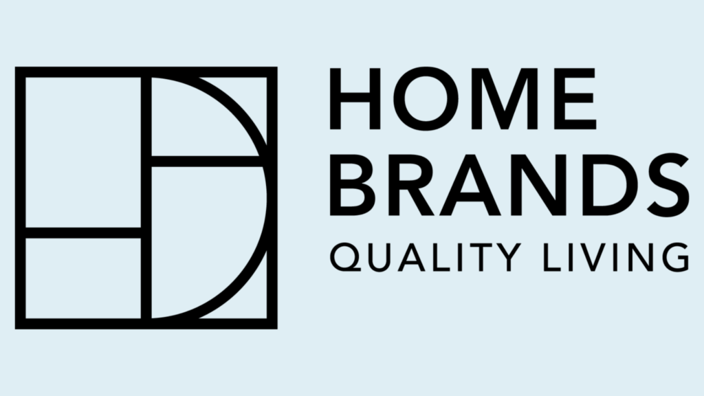 Home Brands logo på blå bakgrunn