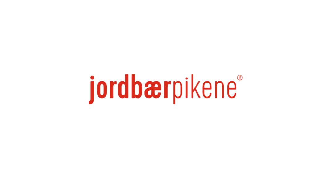 Logoen til samarbeidspartner Jordbærpikene med hvit bakgrunn.