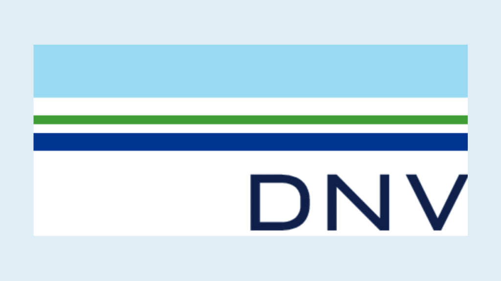 dnv-logoen på blå bakgrunn.