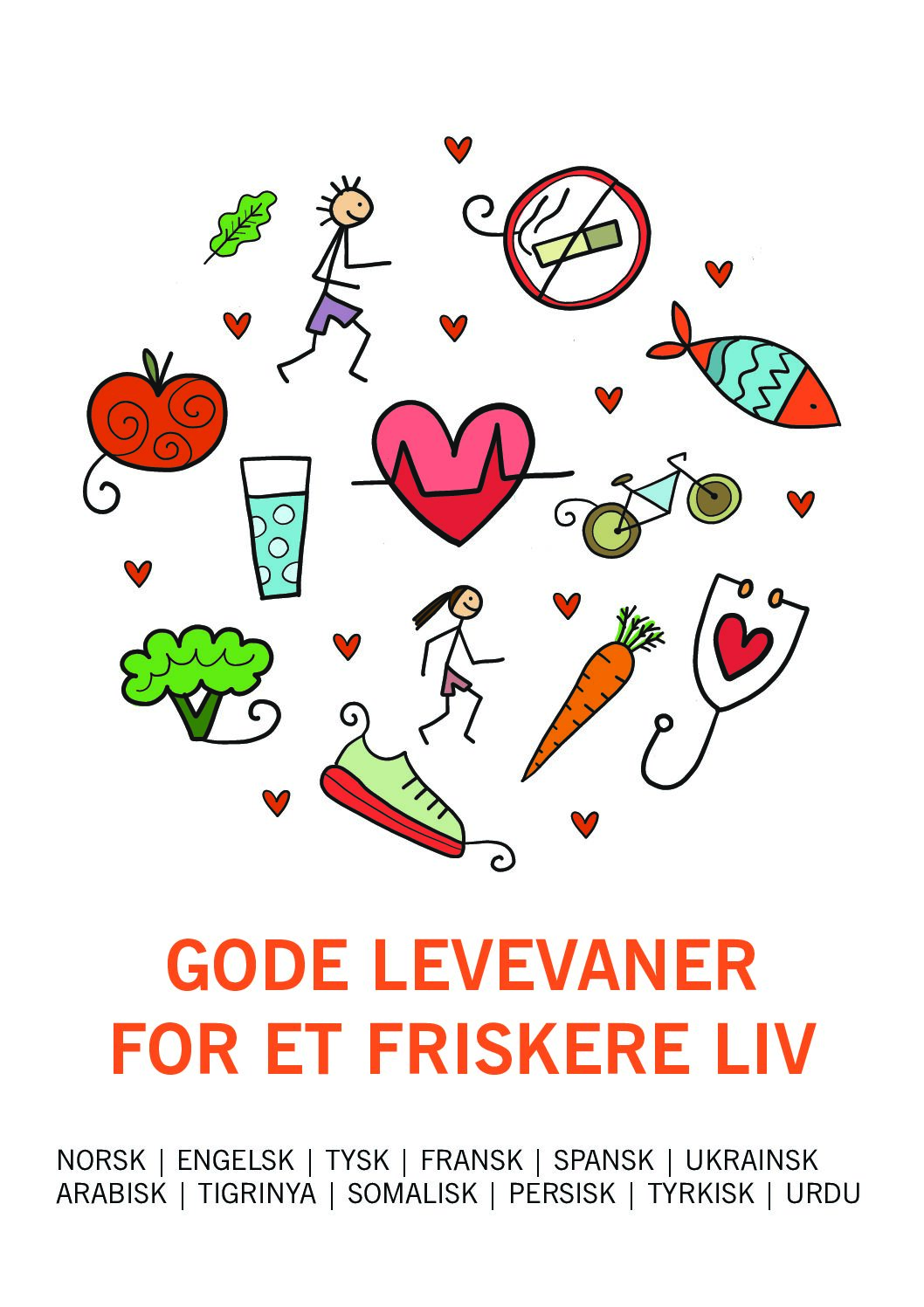 Gode levevaner for et friskere liv - plakat/brosjyre på flere språk