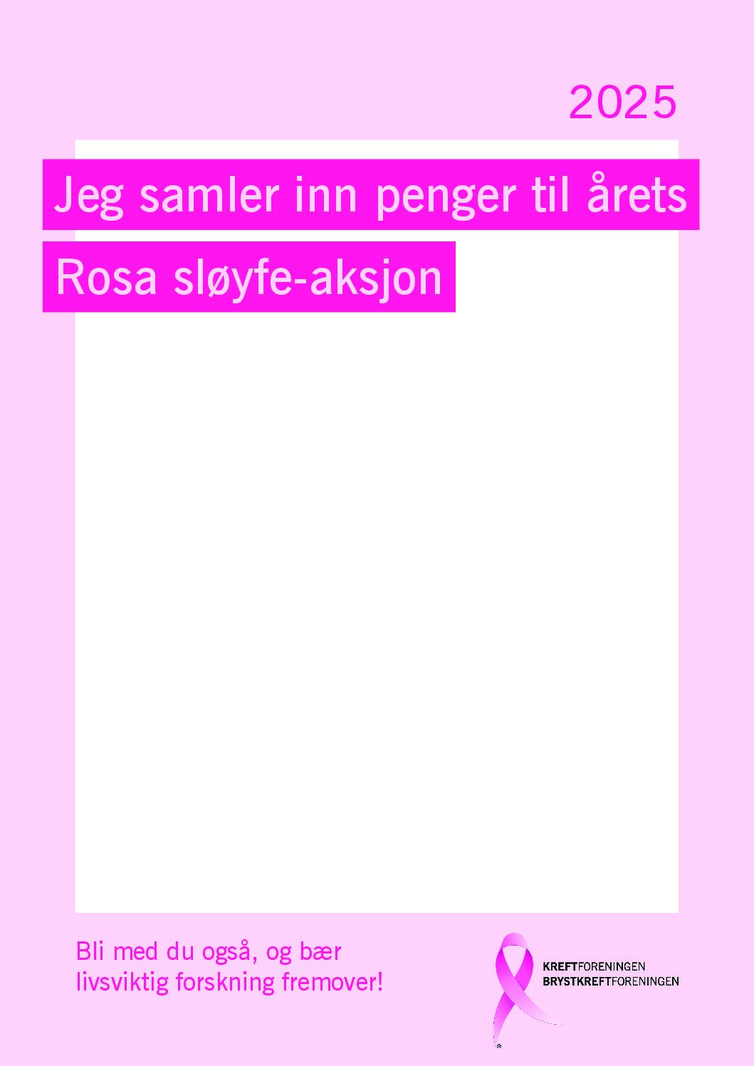 Jeg samler inn penger til årets Rosa sløyfe-aksjon