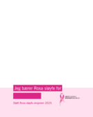 Rosa banner med norsk tekst "Jeg bærer sløyfen for" og felt hvor du kan legge inn navn, som promoterer Rosa sløyfe 2025-aksjonen mot brystkreft;