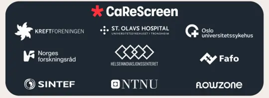 Olavs Hospital, Oslo universitetssykehus, Norges forskningsråd, Helsinnovasjonssenteret, Fafo, SINTEF, NTNU og Alouzone vises.