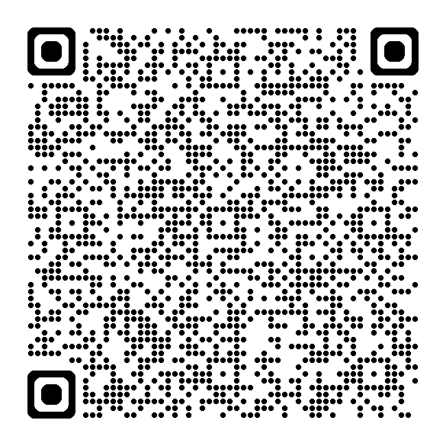 Svart og hvit QR-kode sentrert på en vanlig hvit bakgrunn. Koden inneholder et mønster av små, fylte sirkler.