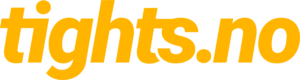 Tights.no" står det med fet, gul tekst på en lysegrå bakgrunn.
