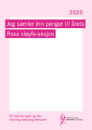 Rosa innsamlingsplakat for Rosa sløyfe 2026, med norsk tekst, brystkreftsløyfe og logoer nederst.